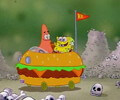 Spongebob and Patrick in underwater car